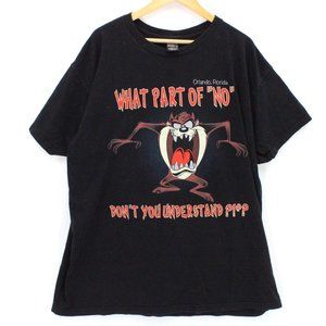 Vintage Sherry's x Looney Tunes Shirt Mens Black Tasmanian Devil Size 2XL 90's